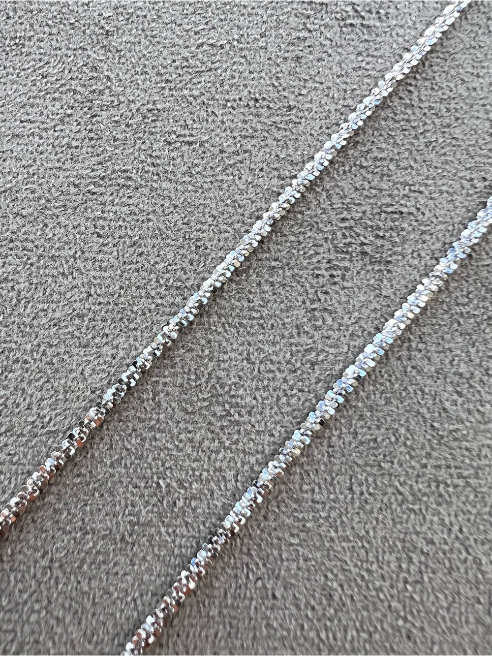 White Gold Filled Sparkle Twisted Rock 18” Necklace
